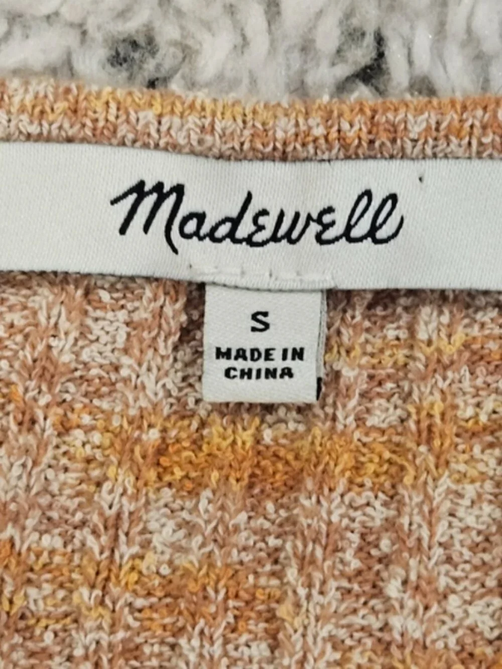 Madewell SZ S Button-Front Sleeveless Sweater Tee V-Neck Fitted Preppy Tan Knit - Picture 4 of 10